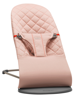 babybjorn Bouncer bliss cotton, classic quilt - dusty pink/dark grey frame