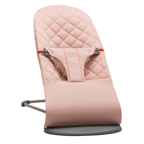 babybjorn Bouncer bliss cotton, classic quilt - dusty pink/dark grey frame