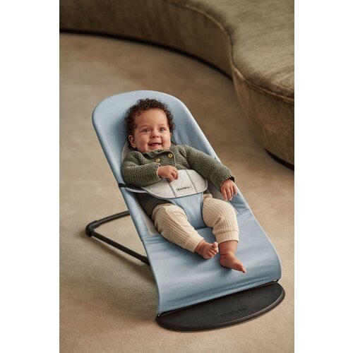 babybjorn Bouncer balance soft, woven jersey - blue grey/black frame