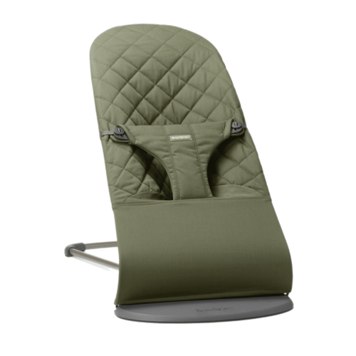 babybjorn bouncer bliss woven, classic quilt -  dark green/ dark grey frame