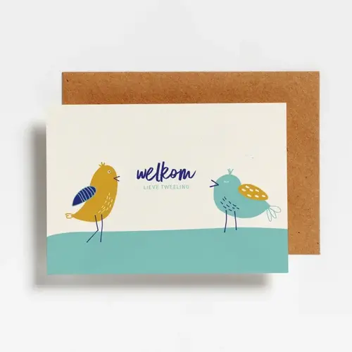 hello august Postcard - welkom lieve tweeling