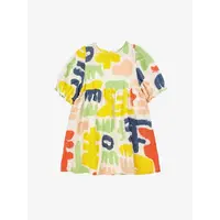 Carnival all over puffed sleeve woven dress