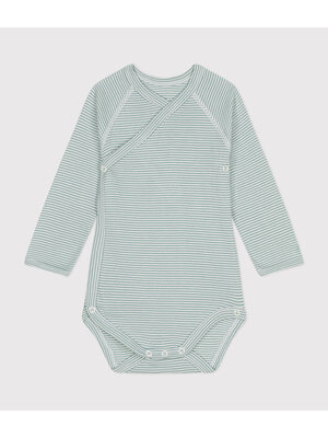 petit bateau katoenen overslagbody met lange mouw paul/marshmallow