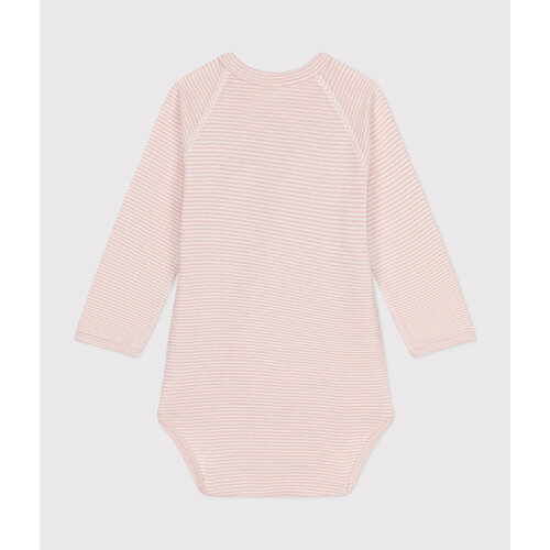 petit bateau katoenen overslagbody met lange mouw saline/marshmallow