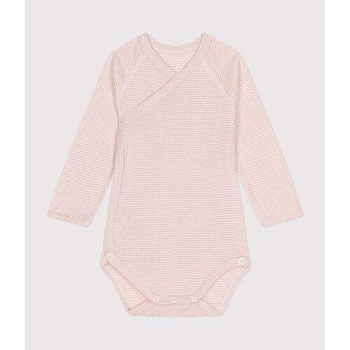 petit bateau katoenen overslagbody met lange mouw saline/marshmallow