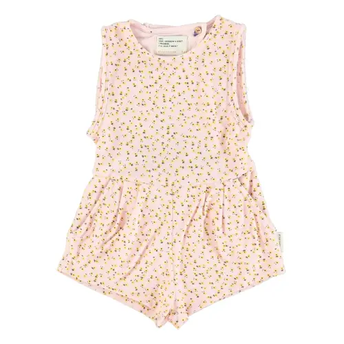 piu piu chick short jumpsuit | light pink w/ yellow flowers