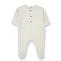Charlot lace double face jumpsuit w/ feet ivory