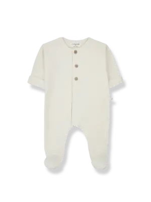 one more in the family Charlot lace double face jumpsuit w/ feet ivory