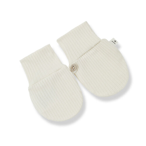 one more in the family Nura modal plain rib jersey mittens ivory