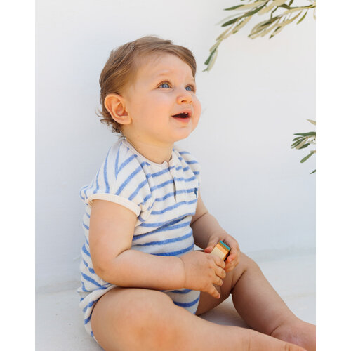 buho BB terry stripes romper placid blue