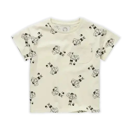 sproet & sprout t-shirt pocket strong man print