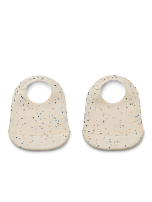 liewood Tilda printed bib 2-pack splash dots/sea shell