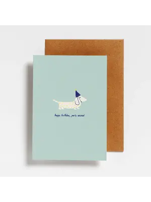 hello august Postcard - party animal dog