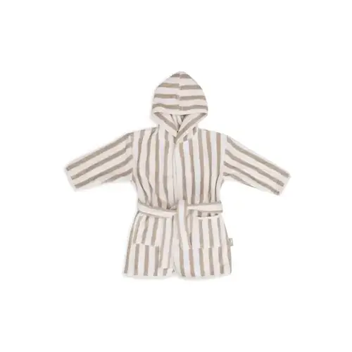 jollein Badjas olive green stripes 1-2 jaar