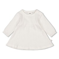 Jurk rib met borduursel- Strawberry fields - offwhite