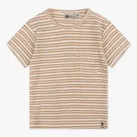 Organic T-shirt Shortsleeve Rib Stripe | Cream