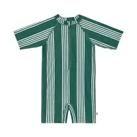 LSF Short sleeve sunsuit stripes green/nature