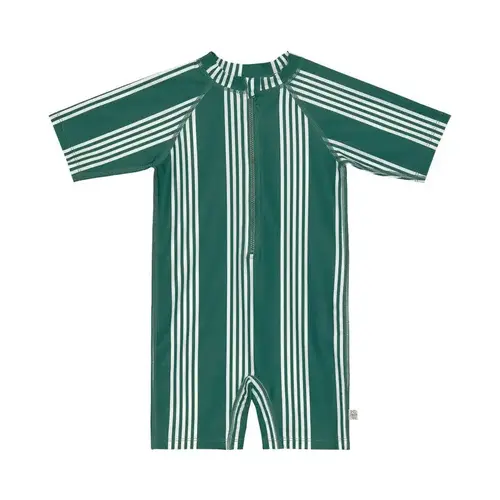 lassig LSF Short sleeve sunsuit stripes green/nature