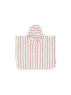 jollein Badponcho Stripe Terry - wild rose - GOTS