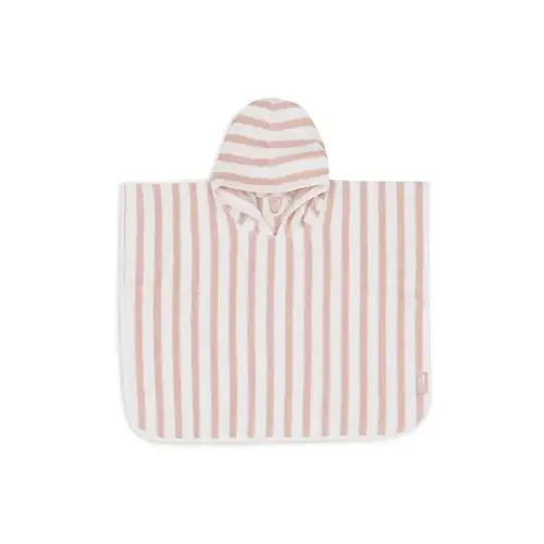 jollein Badponcho Stripe Terry - wild rose - GOTS