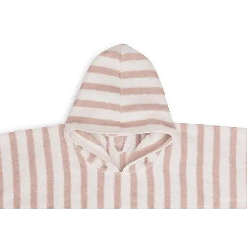 jollein Badponcho Stripe Terry - wild rose - GOTS