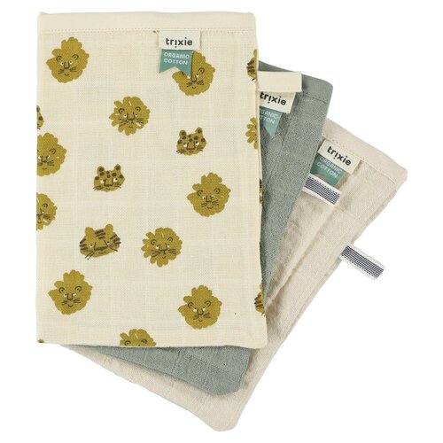 trixie baby Tetra washandjes 3-pack mix - Lucky leopard