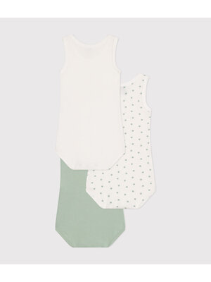 petit bateau set van 3 body's met bandjes green stars