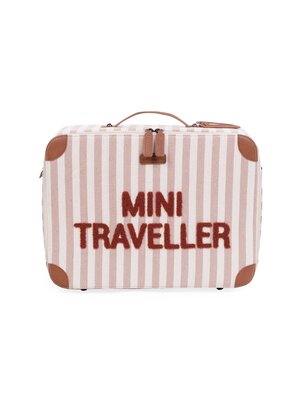 childhome mini traveller kids kinderkoffer - stripes nude/terracotta