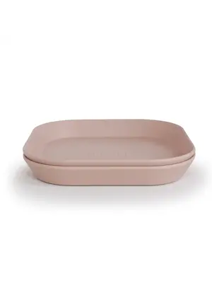 mushie Square Dinnerware Plates, Set of 2 - blush