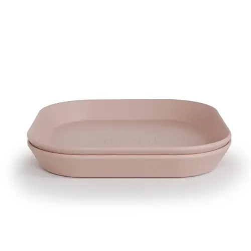 mushie Square Dinnerware Plates, Set of 2 - blush