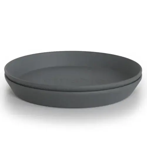 mushie Round Dinnerware Plates, Set of 2 - Smoke