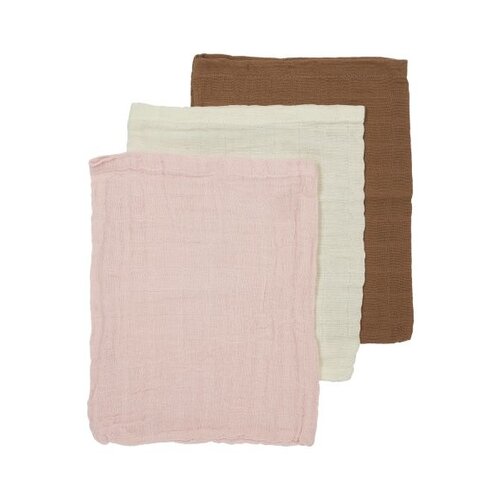 meyco 3 pack pre-washed  hydrofiel washandjes off white/soft pink/toffee