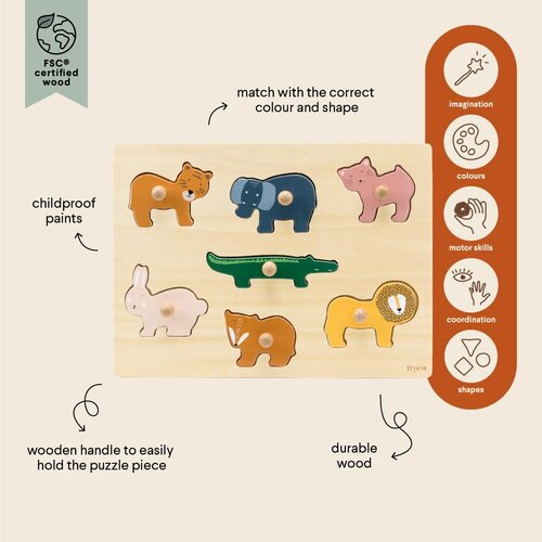 trixie baby Houten inlegpuzzel dieren 7 stuks