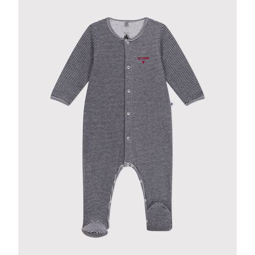 petit bateau fluwelen babypyjama blauw SMOKING/wit MARSHMALLOW