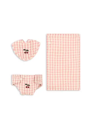 konges slojd doll nursery set powder pink check