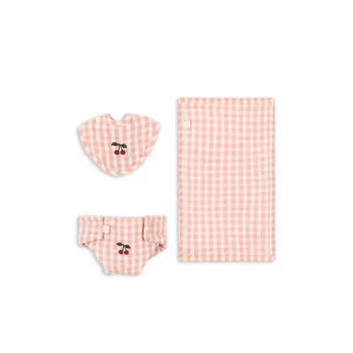 konges slojd doll nursery set powder pink check