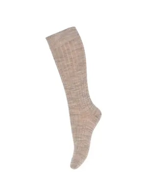 mp denmark Wool rib knee socks light brown melange