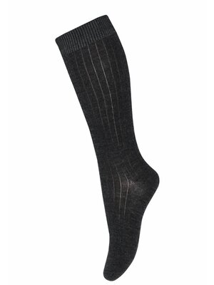mp denmark Wool rib knee socks dark grey melange