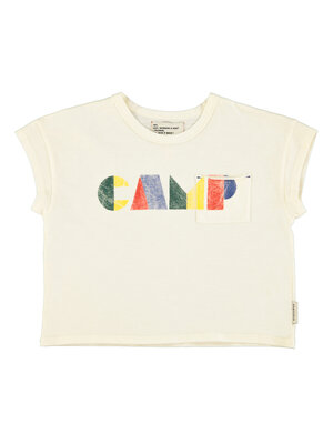 piu piu chick t'shirt | ecru w| multicolor "camp" print