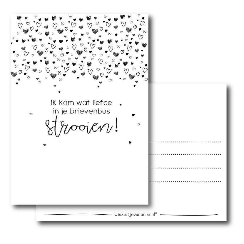 Ansichtkaart | Liefde door de brievenbus strooien