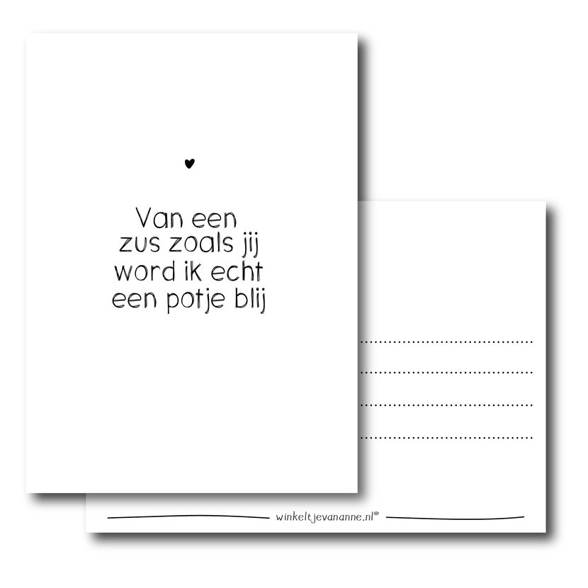 Ansichtkaart | Van een zus zoals jij...