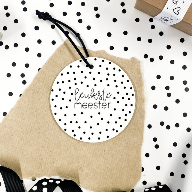 Mini roundie hanger | Leukste meester | Met stippen