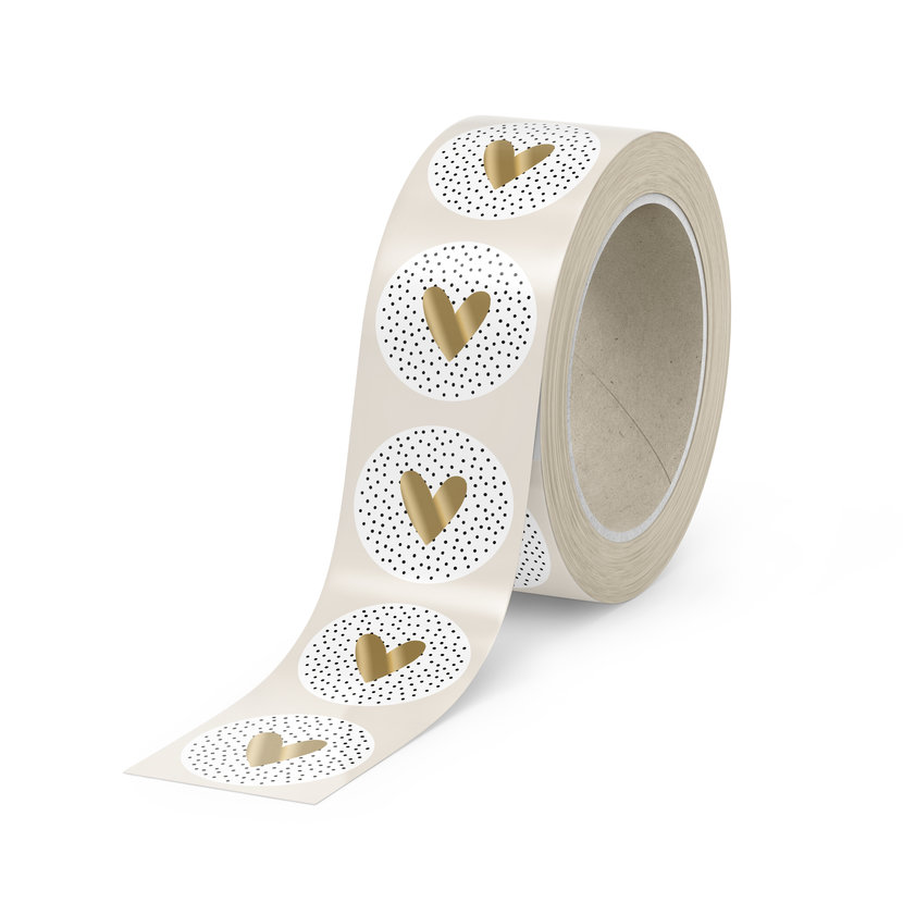 Rol stickers | Hart Dots Goud