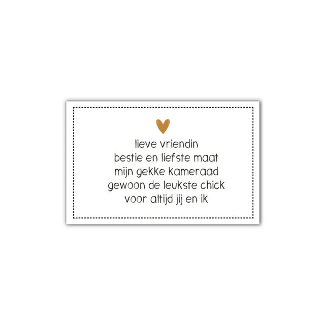 Sticker | Vriendin Bestie Maat | Rechthoek | wit | 10 stuks