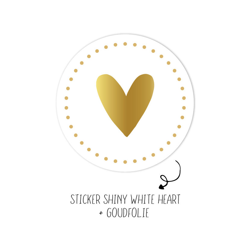 Sticker | Hart Wit met gouden randje | 10 stuks