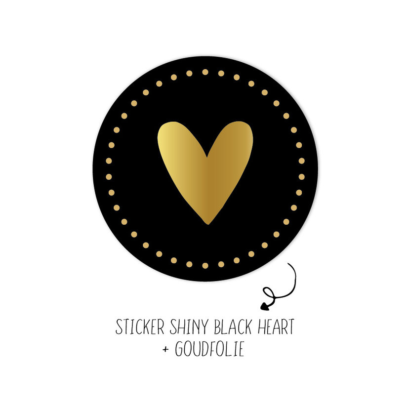 Sticker | Hart Dots Zwart | 10 stuks