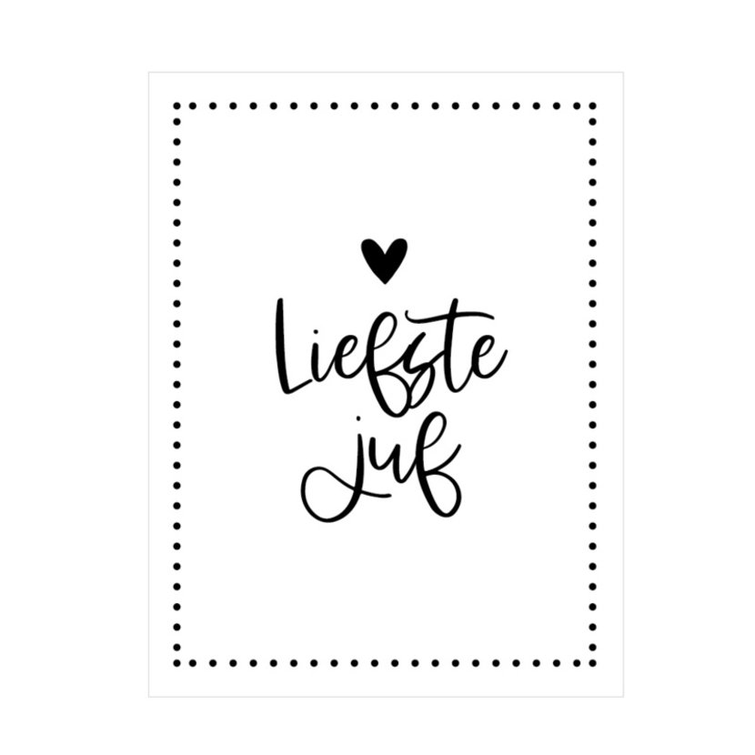 Sticker | Liefste juf | Vierkant | wit | 10 stuks