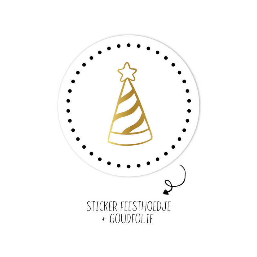 Sticker | Feesthoedje | wit | 10 stuks