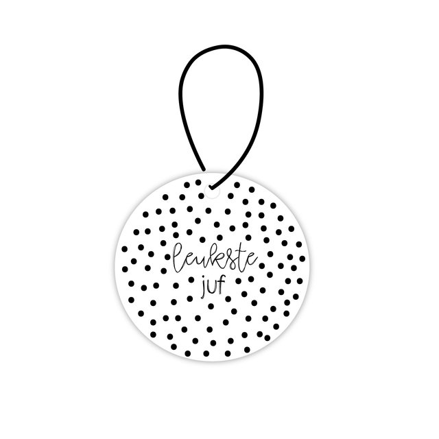 Mini roundie hanger | Leukste juf | Met stippen