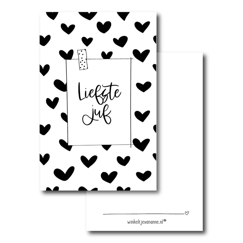Minikaartje | Liefste juf | Hartjesprint